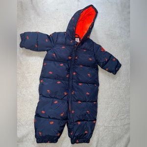 GAP Baby Winter Puffer Onesie Bodysuit | Size 6 - 12 Months | Blue | Orange |